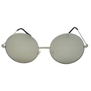 9026 | Round Silver Mirror Sunglasses with Silver Frame
